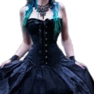 Sexy Black Satin Gothic Pinup Steel Boned Corset NWT size Large, please read